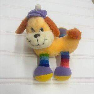 Vintage MTC International Rainbow-Legged Plush Dog Toy With Hat
